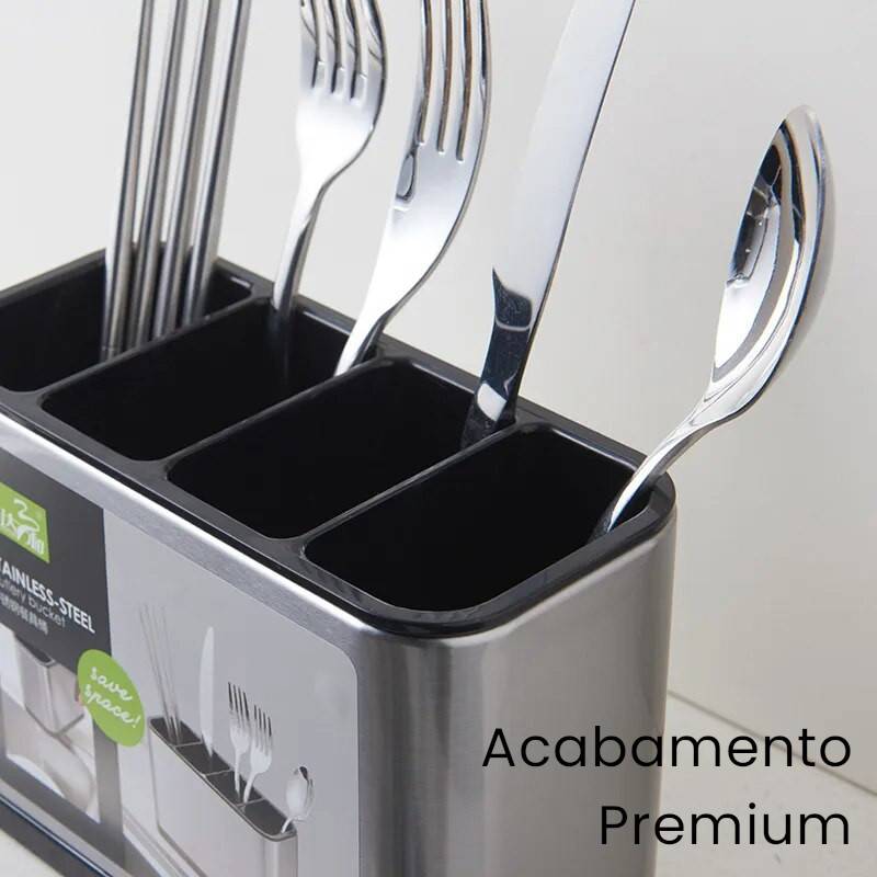 Porta Talheres Aço Inox com Divisórias