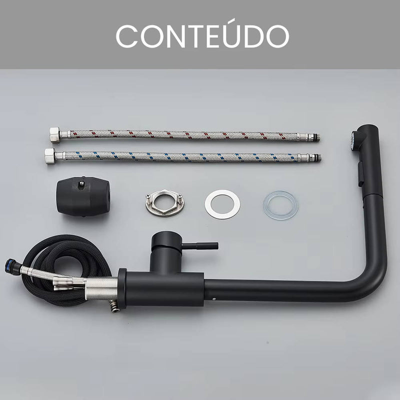 Torneira Gourmet Extensível Inoxidável para Pia com Misturador Monocomando